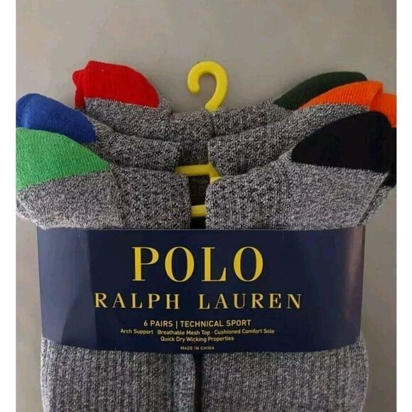Ralph Lauren Mens Technical Support Cushioned Crew Socks Multicolored Sz 10-13 - Picture 4 of 7